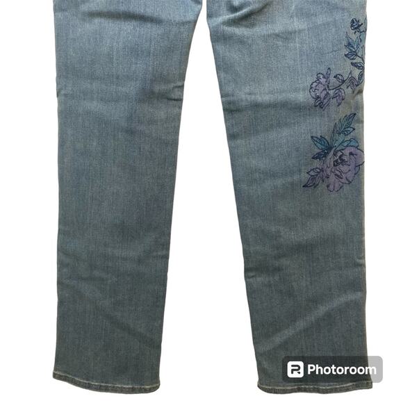 Sundance Magnolia Fit Floral Skinny Jeans Embroidered Blue Denim Mid Rise 30 - Picture 9 of 12